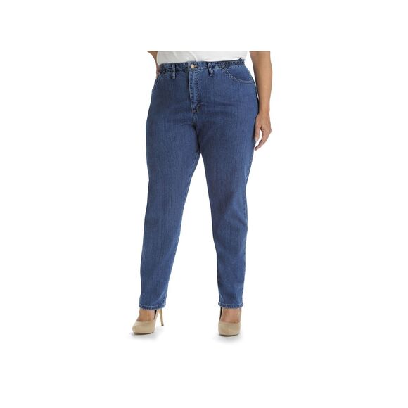 Lee Relaxed Fit Tapered Leg Jeans Womens 18W Blue Elastic Waist NEW - Picture 1 of 10